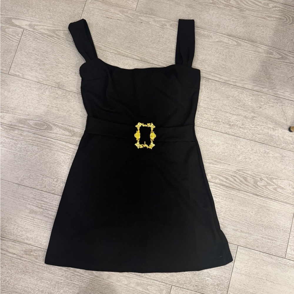 Elegant Black Dress with Gold Accent